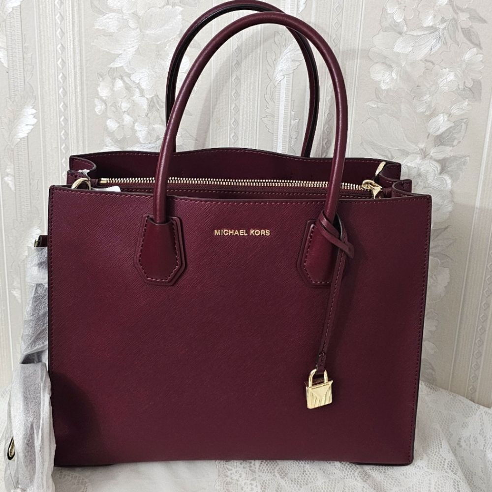 Michael Kors Women’s Burgundy Saffiano Leather Tote